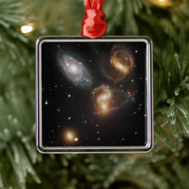 Stephan's Quintet: A Galaxy Galactic Wreckage Metal Ornament (Tree)