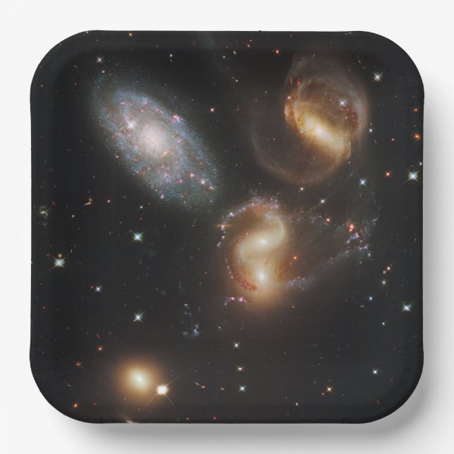 Stephan's Quintet: A Galaxy Galactic Wreckage Paper Plates (Front)