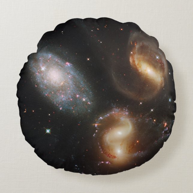 Stephan's Quintet: A Galaxy Galactic Wreckage Round Pillow (Front)