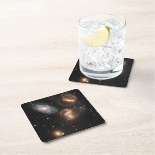 Stephans Quintet A Galaxy Galactic Wreckage Square Paper Coaster