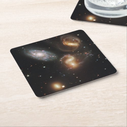 Stephans Quintet A Galaxy Galactic Wreckage Square Paper Coaster