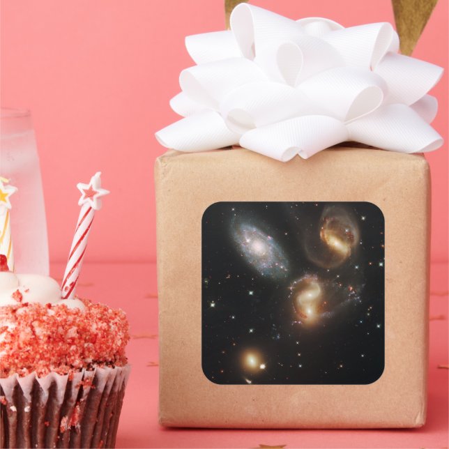 Stephan's Quintet: A Galaxy Galactic Wreckage Square Sticker (Party)