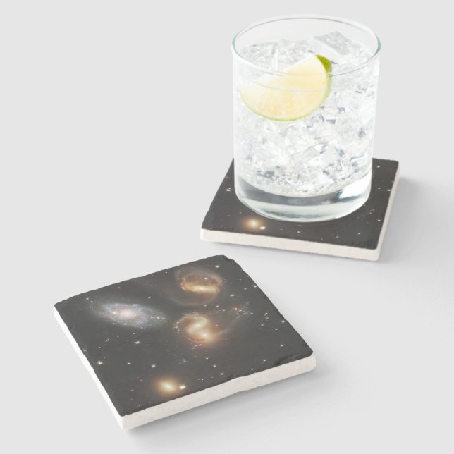 Stephan's Quintet: A Galaxy Galactic Wreckage Stone Coaster (Side)