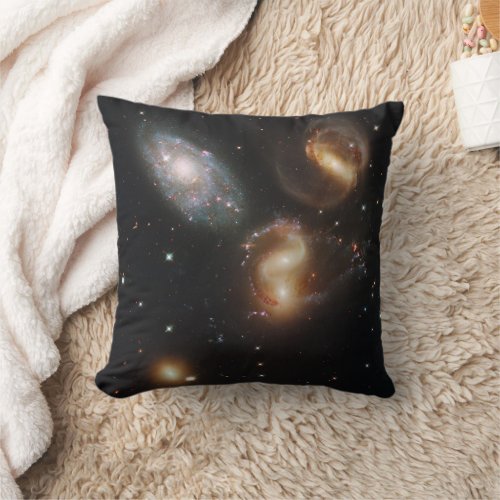 Stephans Quintet A Galaxy Galactic Wreckage Throw Pillow