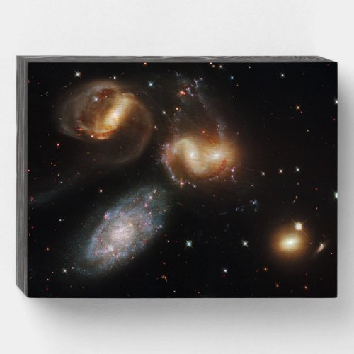 Stephans Quintet A Galaxy Galactic Wreckage Wooden Box Sign