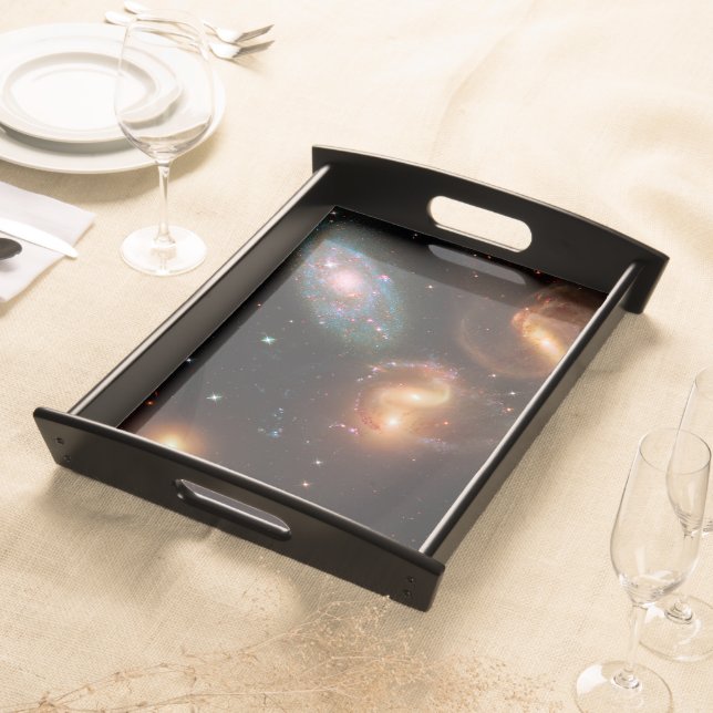 Stephans Quintet deep space star galaxy cluster Serving Tray (Front)