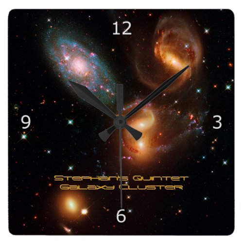 Stephans Quintet deep space star galaxy cluster Square Wall Clock