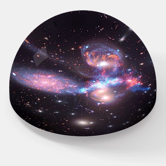 Stephan's Quintet Galaxies | Hubble & JWST Paperweight (Angled)
