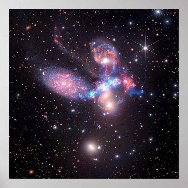 Stephan's Quintet Galaxies | Hubble & JWST Poster (Front)