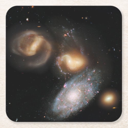 Stephans Quintet Galaxies Square Paper Coaster