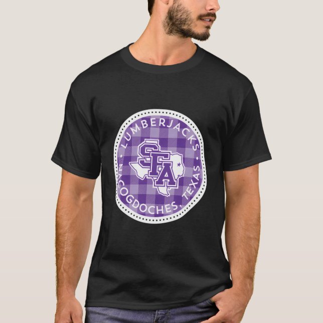 Stephen F Austin State Lumberjacks Plaid Badge T-Shirt (Front)