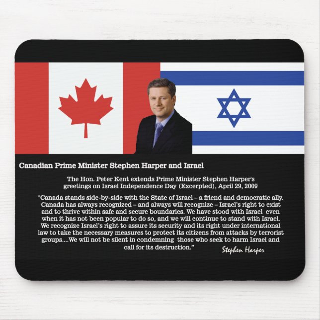 Stephen Harper Speaks About Israel Mouse Pad (Front)