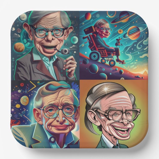 Stephen Hawking Genius Paper Plates (Front)