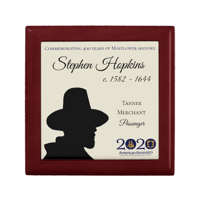 Stephen Hopkins Mayflower Descendant Keepsake Box (Front)