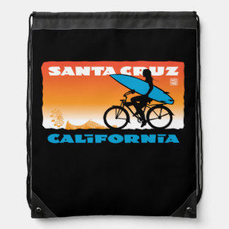 Stephen Hosmer's Surfer Girl Orange Drawstring Bag