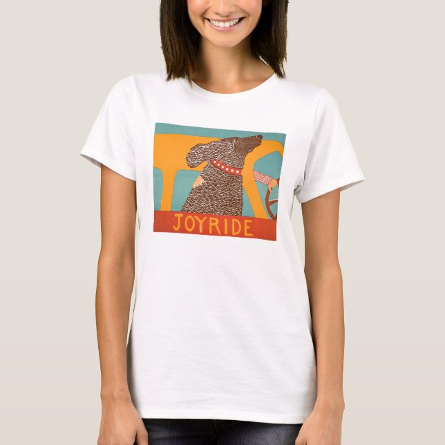 Stephen Huneck t- shirt Joyride with Chocolate Lab (Front)