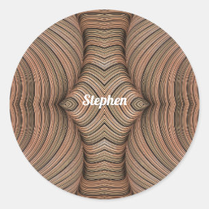 STEPHEN ~ Pretty Shades of Brown Fractal ~ Classic Round Sticker