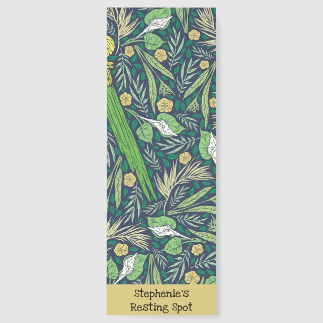 Stephenie's Resting Spot Green Yellow Florals Bookmarks (Front)