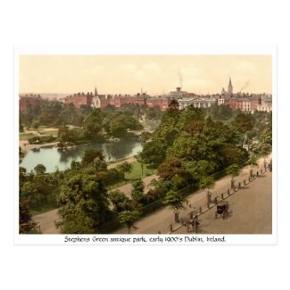 Stephens Green park, antique Dublin post card