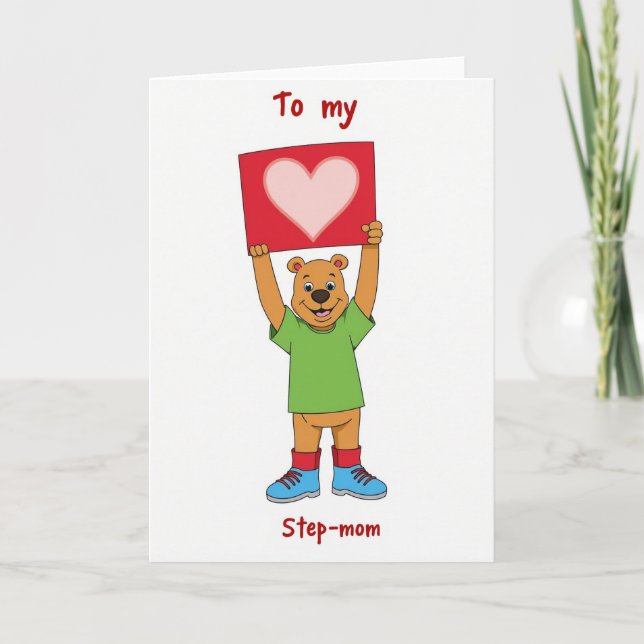 Stepmom Bear Heart Love Card (Front)