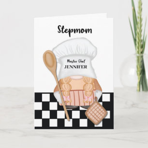 Stepmom Birthday Whimsical Gnome Chef Cooking Card