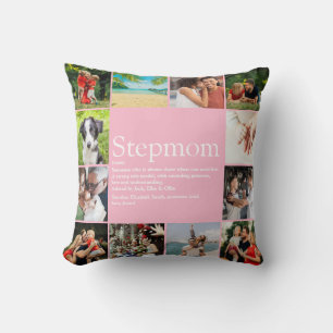 Stepmom, Bonus Mom Definition 12 Photo Collage Throw Pillow