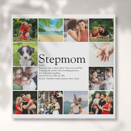 Stepmom Bonus Mom Definition Photo Collage Faux Canvas Print