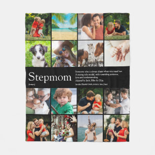 Stepmom Bonus Mom Definition Photo Collage Fleece Blanket