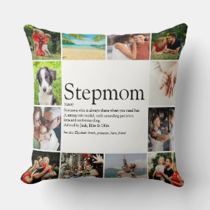 Stepmom Bonus Mom Definition Photo Collage Large Throw Pillow