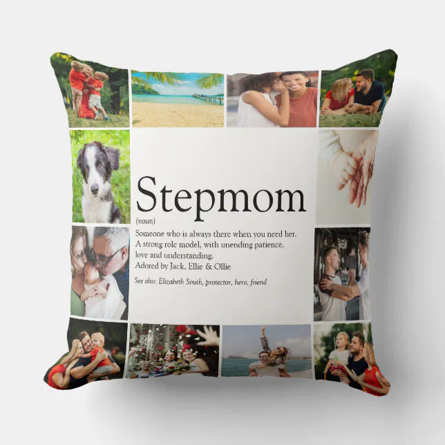 Stepmom Bonus Mom Definition Photo Collage Large Throw Pillow Zazzle