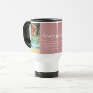 Stepmom Bonus Mom Definition Photo Collage Pink Travel Mug