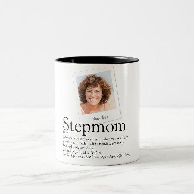 Stepmom Bonus Mom Definition Photo Two-Tone Coffee Mug (Center)