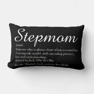 Stepmom Definition Script Black And White Lumbar Pillow