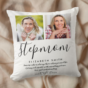 Stepmom Modern Elegant Script Quote Photo Throw Pi Pillow