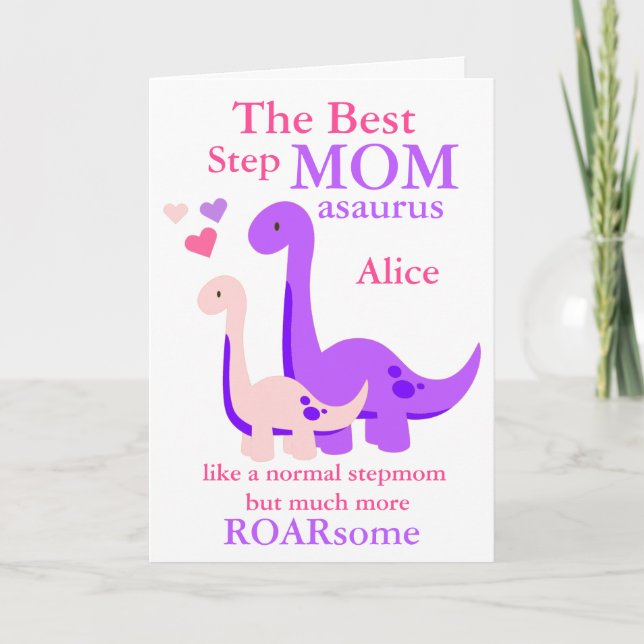 Stepmom Mom-asaurus Dinosaur Mother's Day Holiday Card (Front)