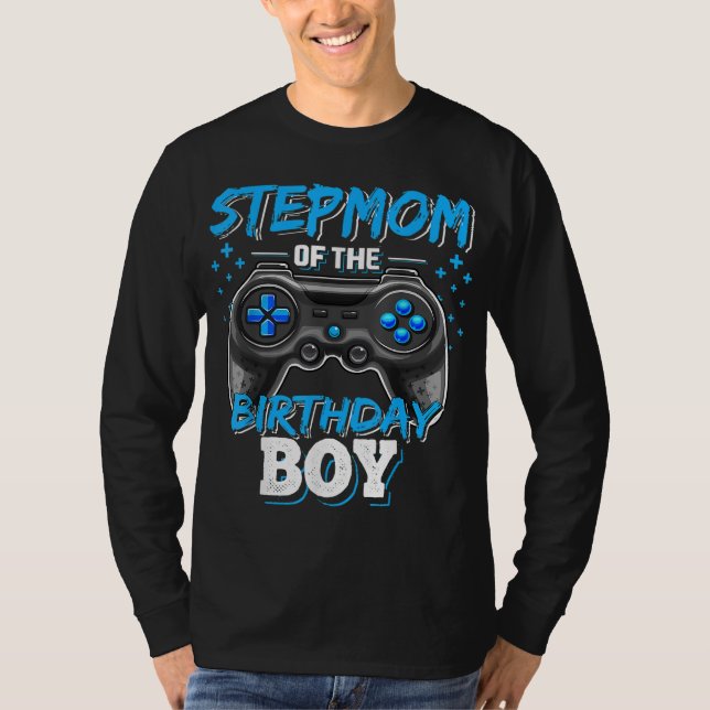 Stepmom of the Birthday Boy Matching Family Video  T-Shirt (Front)
