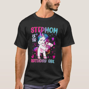 Stepmom of the Birthday Girl Dabbing Unicorn Party T-Shirt