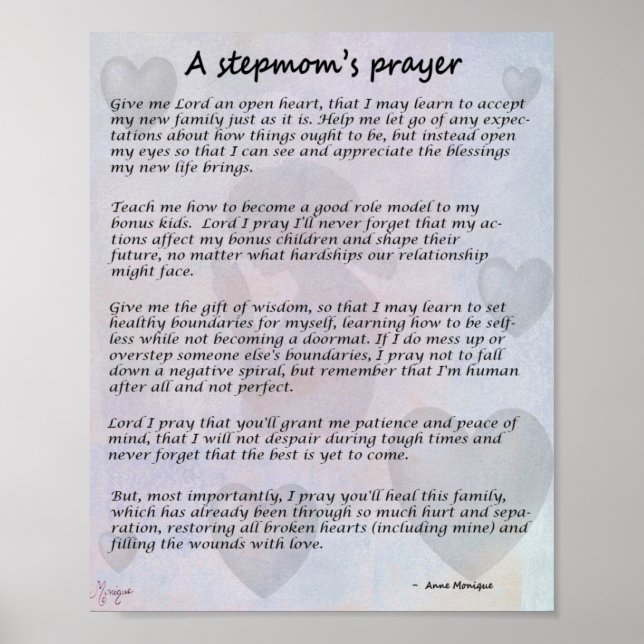 Stepmom Prayer poster 8x10 - no bio kids (Front)