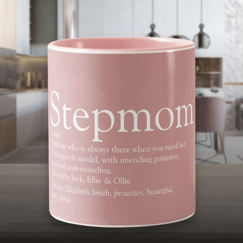 Stepmom Stepmother Definition Dusty Rose Pink Two_Tone Coffee Mug