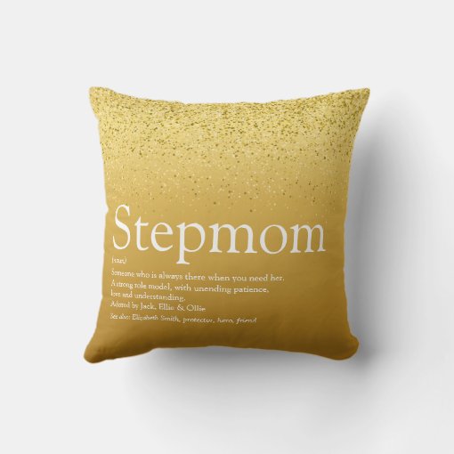 Stepmom Stepmother Definition Gold Glitter Throw Pillow Zazzle