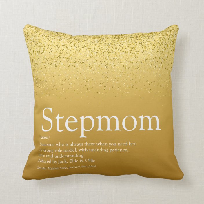 Stepmom Stepmother Definition Gold Glitter Throw Pillow 