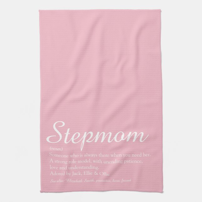 Stepmom Stepmother Definition Pink Kitchen Towel (Vertical)