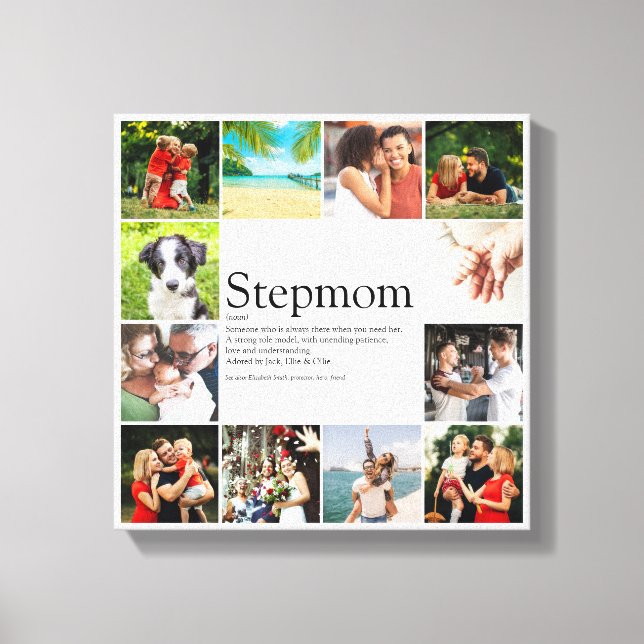 Stepmom Stepmum Bonus Mom Definition Photo Collage Canvas Print (Front)