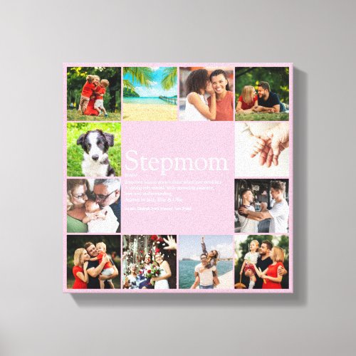 Stepmom Stepmum Bonus Mom Photo Collage Pink Canvas Print