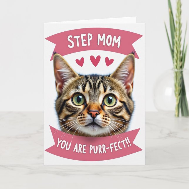 Stepmom You Are Purrfect Cat Card (Front)