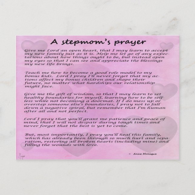 Stepmom's prayer version 2 postcard (Front)