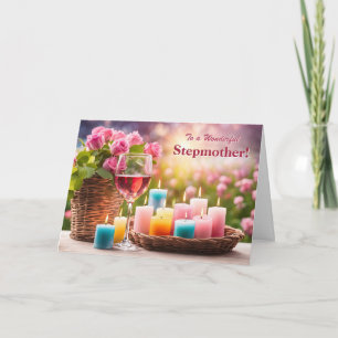Stepmother Happy Mothers Day Pretty Wine Roses Holiday Card