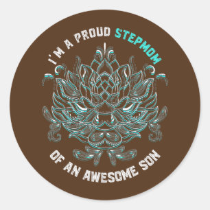 Stepmother Son Mothers Day Bonus Mom Mama Floral Classic Round Sticker