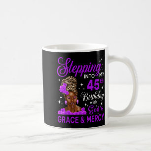 Stepng Into My 45th Birthday Headwrap Black Woman Coffee Mug
