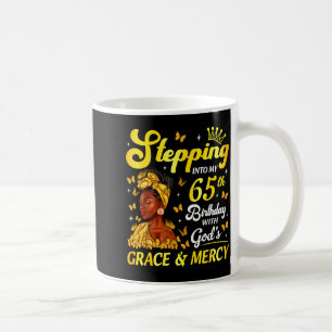 Stepng Into My 65th Birthday Christian Afro Women Coffee Mug